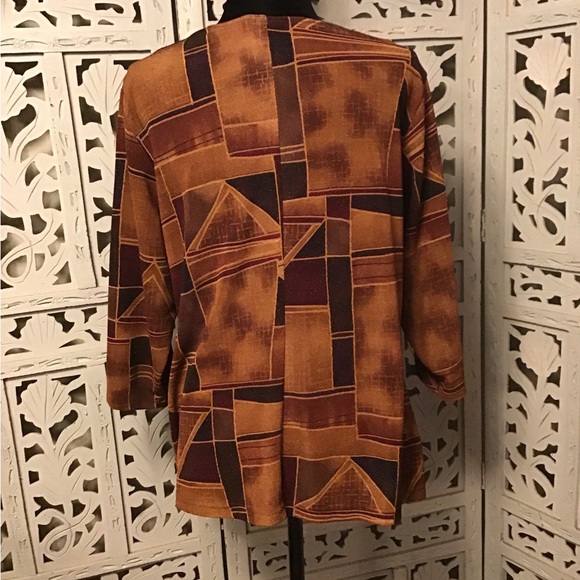 GIORGIO FIORLINE SNAZZY GLITTERY SHADES OF BROWN & BRONZE LONG SLEEVE TOP - Picture 5 of 6